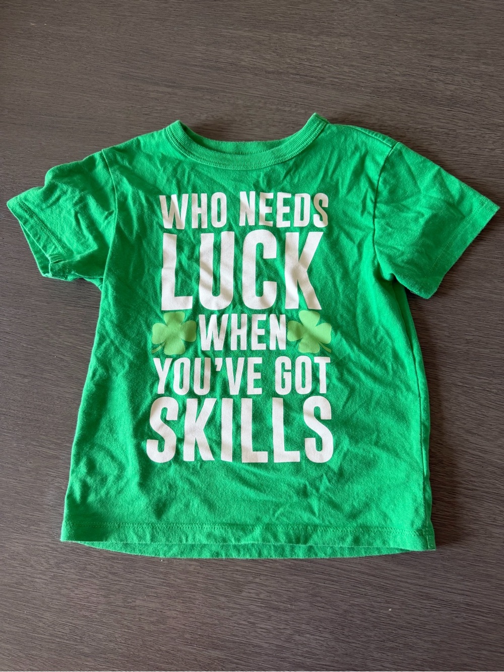 The Children's Place Green Graphic Tee "Who Needs Luck"